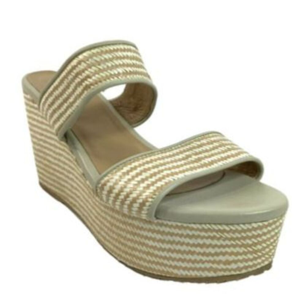 Kaanas Natural Double Band Raffia Wedge Sandals 8
